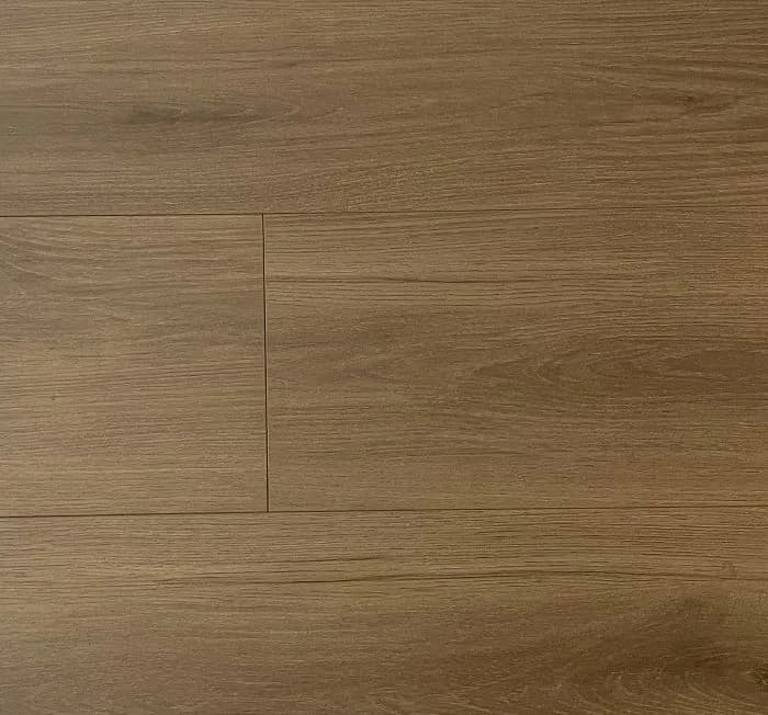 NAF Ontario 12mm waterproof laminate flooring featuring 7.7-inch-wide planks with a realistic wood-grain appearance