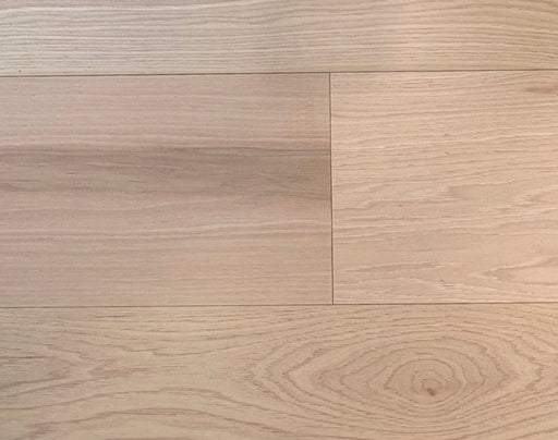 NAF Rustic Natural Hickory engineered hardwood flooring with 7.5-inch wide planks, natural wood grain and a wirebrushed surface