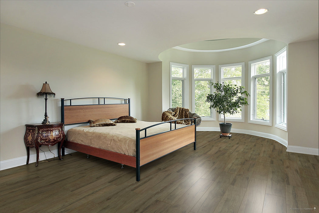 Toucan Brownstone 7.70" Water Resistant EIR laminate flooring in bedroom