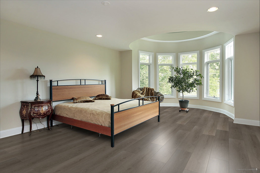 Toucan French Grey 9.06" 6mm SPC5 vinyl flooring in bedroom