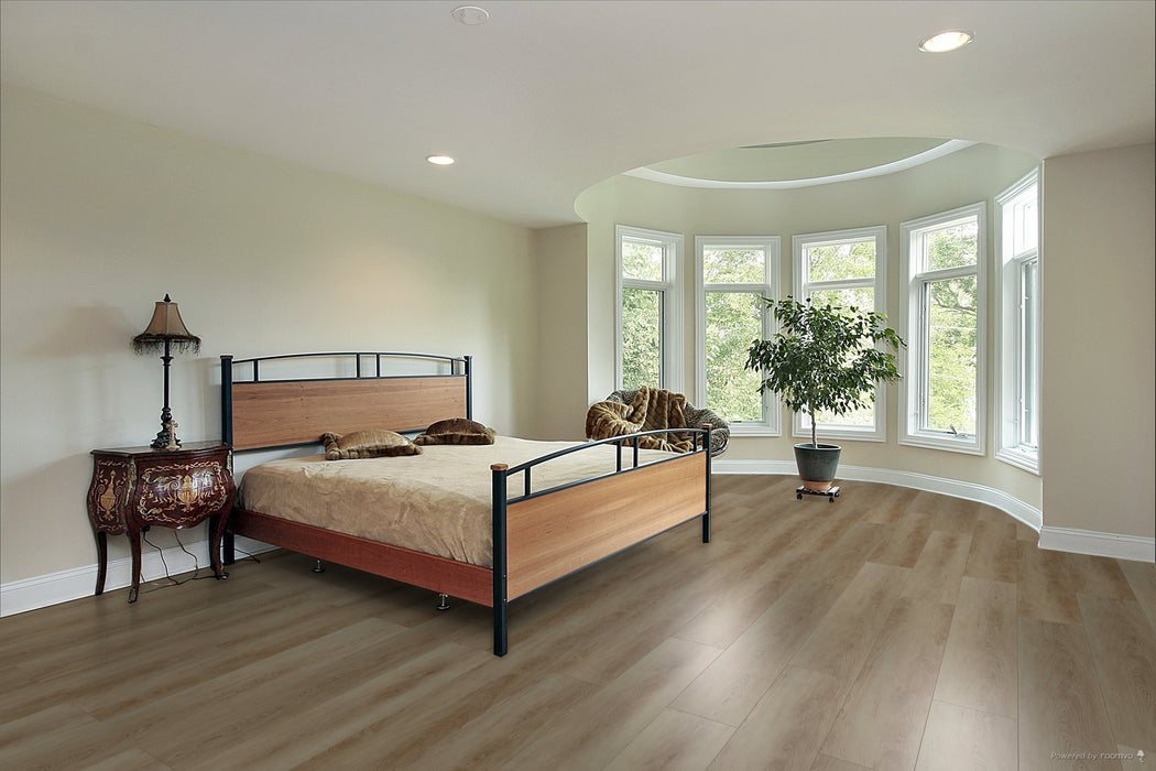 Toucan Golden Hour 9.06" 6mm SPC5 vinyl flooring in bedroom