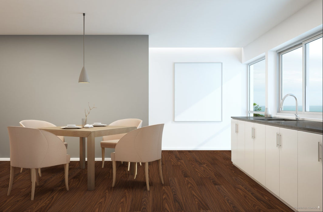 Toucan Hickory Classic 5.00" Water Resistant Matt / Hand Scraped laminate flooring in dining room