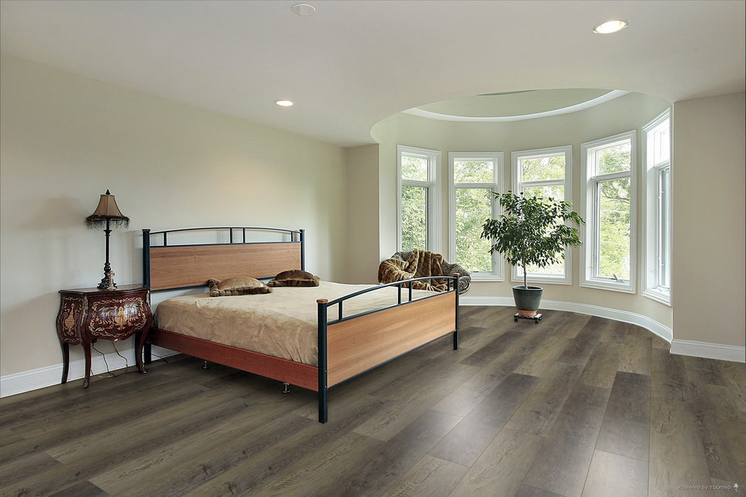 Toucan Lemon Pepper SPC4 — Cork Backing waterproof luxury vinyl flooring in bedroom