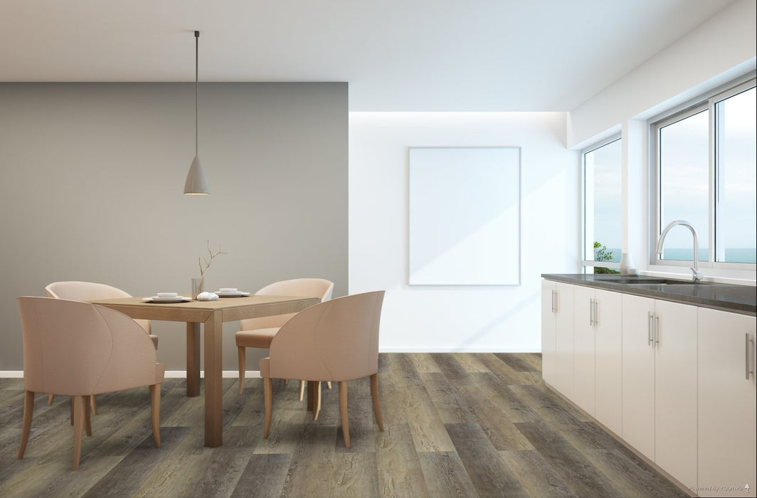 Toucan Lemon Pepper SPC4 — Cork Backing waterproof luxury vinyl flooring in dining room