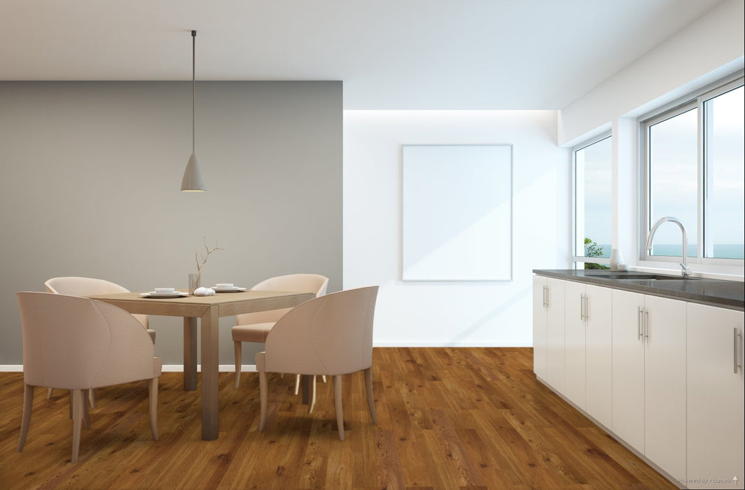 Toucan Nature Classic 5.00" Water Resistant Matt / Hand Scraped laminate flooring in dining room