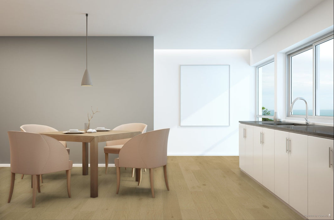 Toucan Silk Towne Collection European White Oak engineered hardwood flooring in dining room