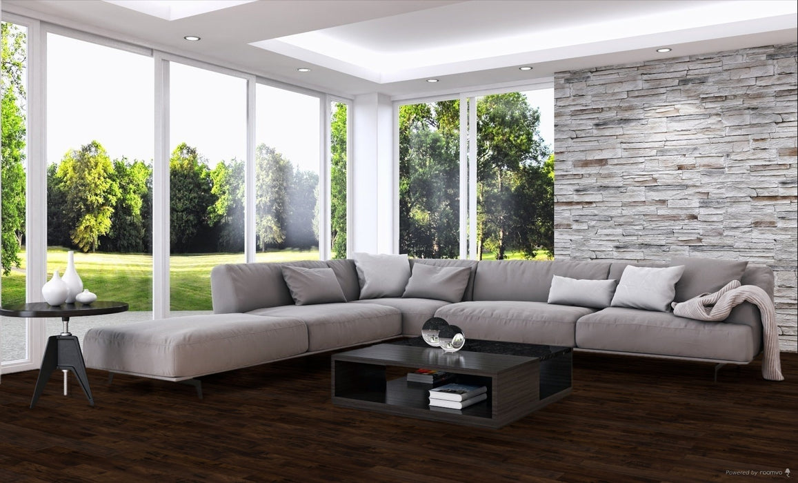 Toucan Titan Oak 5.00" Water Resistant Matt / Hand Scraped laminate flooring in living room