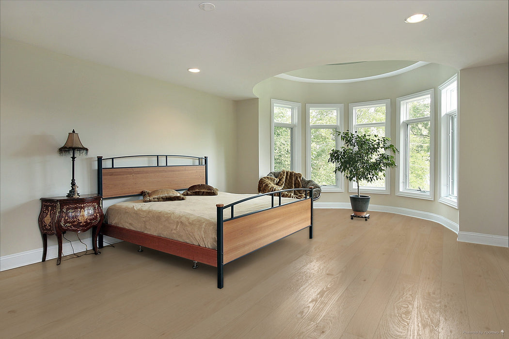Toucan Tusk Studio Collection European White Oak engineered hardwood flooring in bedroom