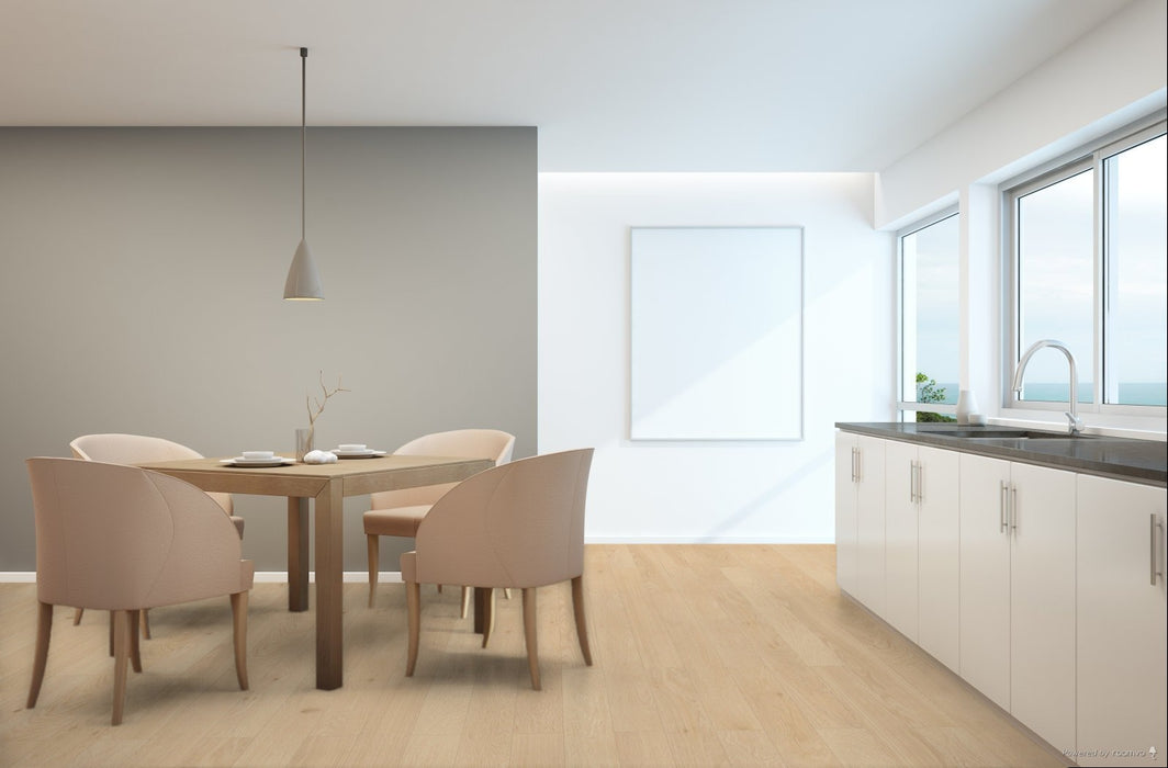 Toucan Tusk Studio Collection European White Oak engineered hardwood flooring in dining room