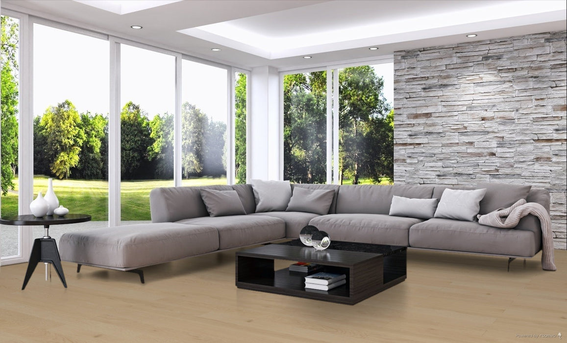 Toucan Tusk Studio Collection European White Oak engineered hardwood flooring in living room