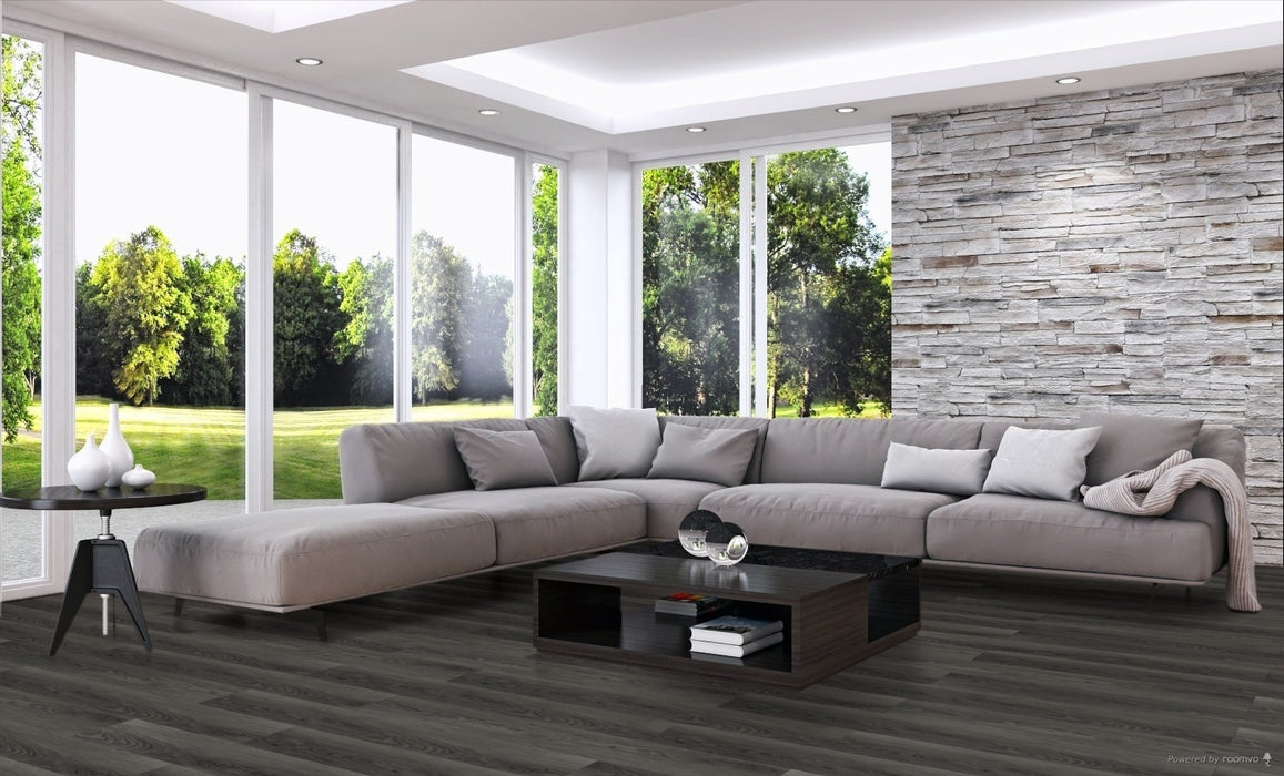 Toucan Wild Truffle 9.06" 6mm SPC5 vinyl flooring in living room
