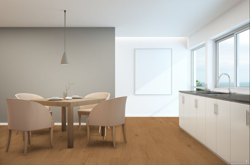 Toucan Woodland Studio Collection European White Oak engineered hardwood flooring in dining room